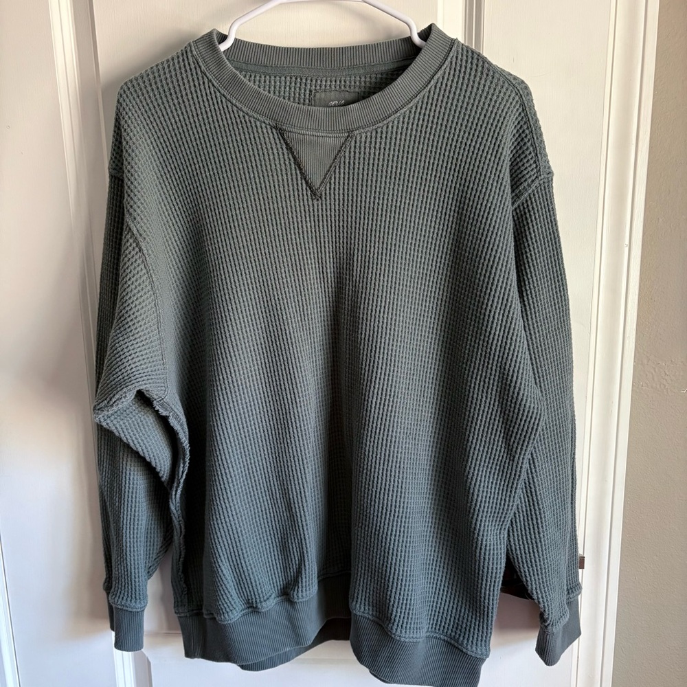 Aerie Grayish Blue Waffle knit sweatshirt size medium